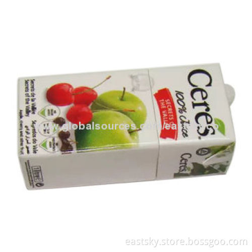 Paper Beverage Box-shaped USB Drive, Made of Soft PVC Material, OEM Orders are Welcome